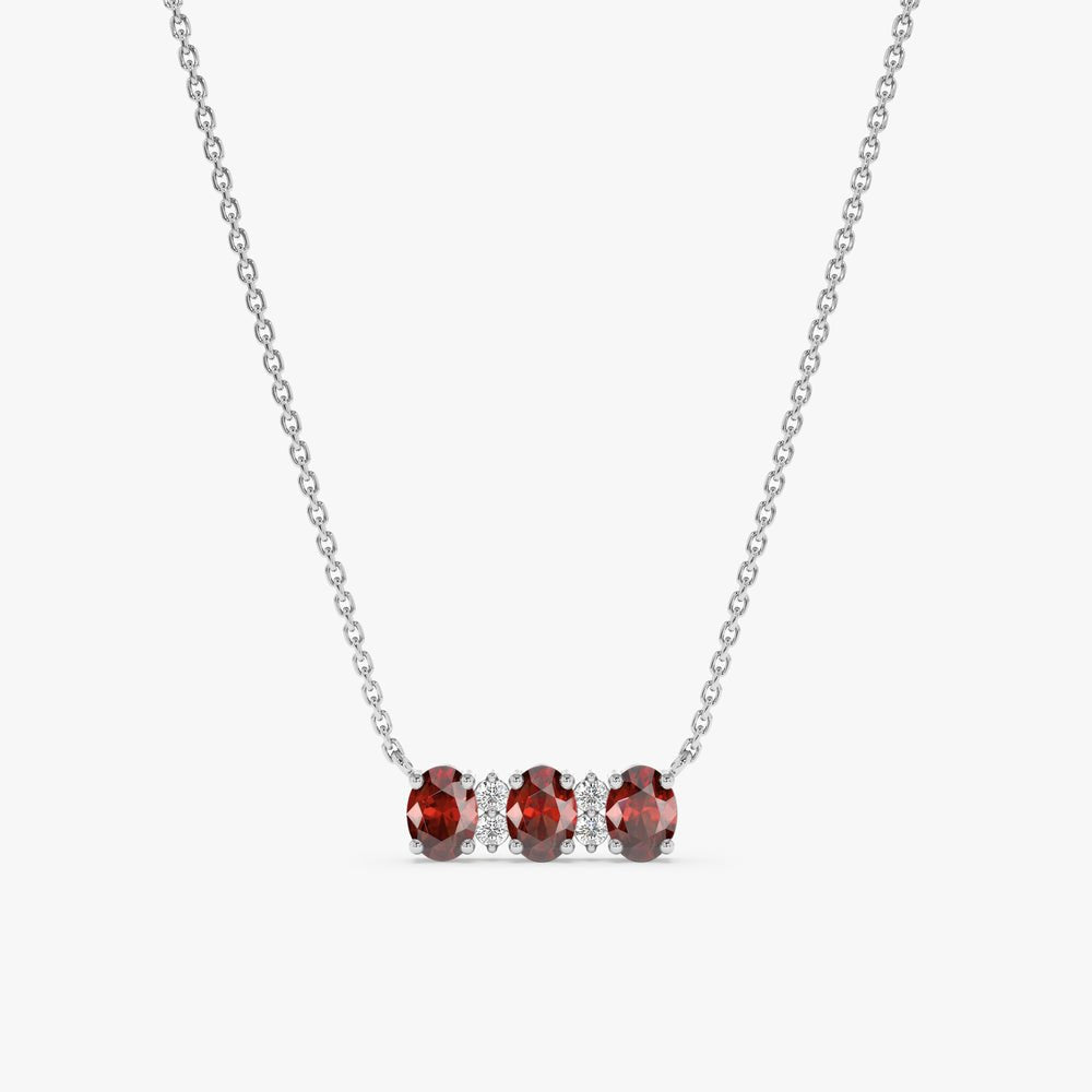 Solid Gold Garnet & Diamonds Necklace (F760E2)