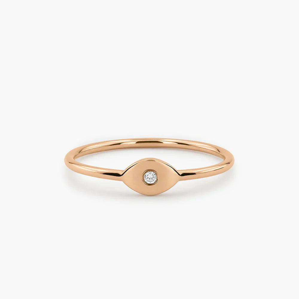 Solid Gold Evil Eye Diamond Ring