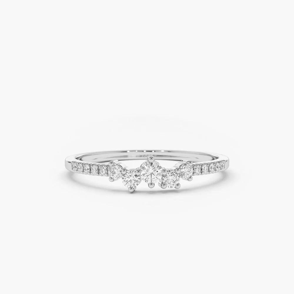 Solid Gold Bridal Diamond Cluster Ring