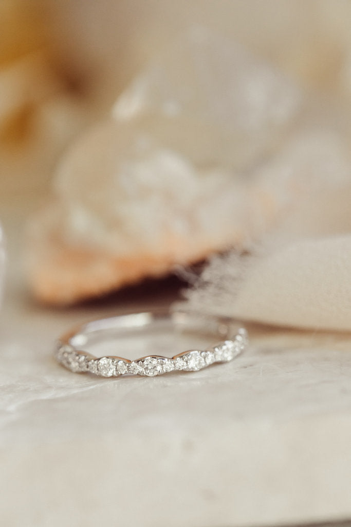 Solid Gold Pave Wave Pattern Diamond Band