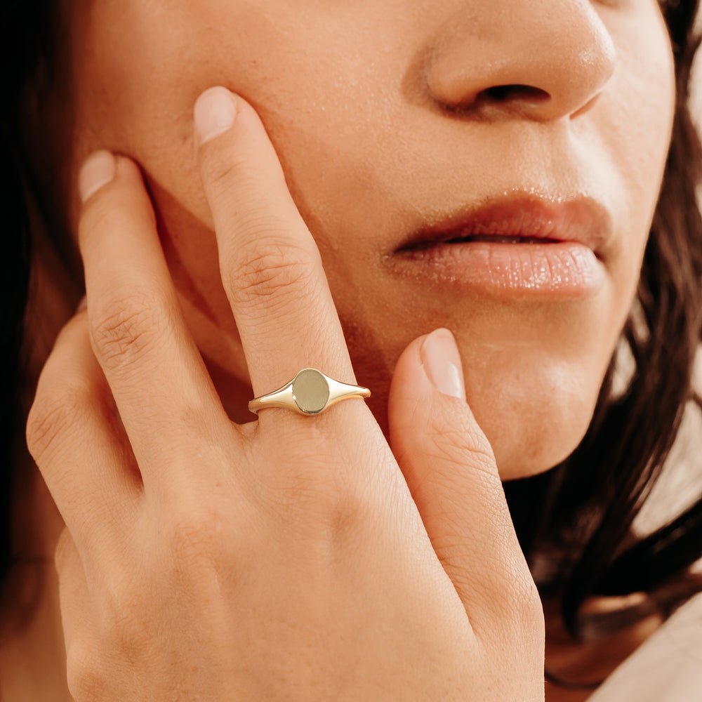 Solid Gold Oval Signet Ring