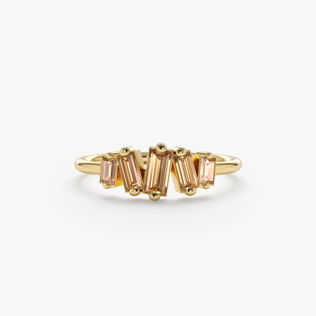 Solid Gold Citrine Cluster Ring