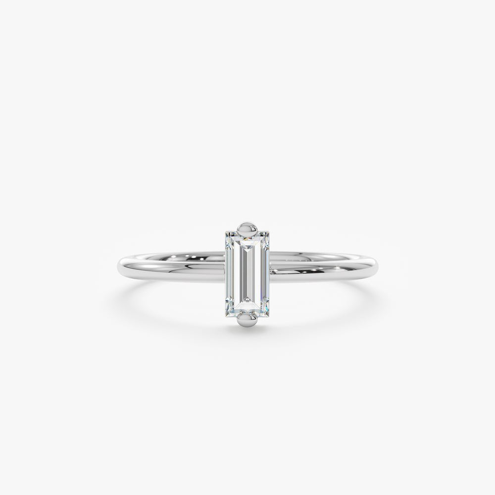 Solid Gold Single Baguette Diamond Ring (8ADB43)