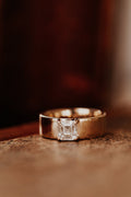Solid Gold Lab-Grown Diamond Asscher Cut Cigar Band Solitaire