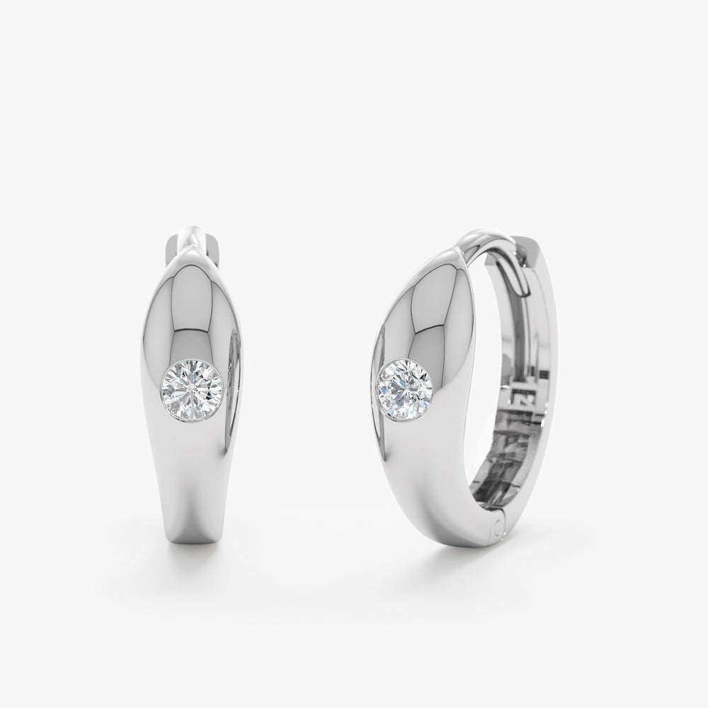 Solid Gold Solitaire Diamond Huggies
