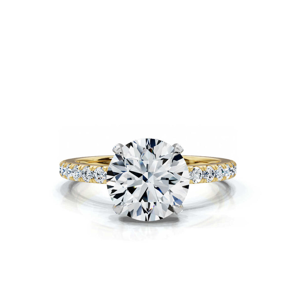 Solid Gold 2.6 ct Round lab Grown Diamond Engagement Ring