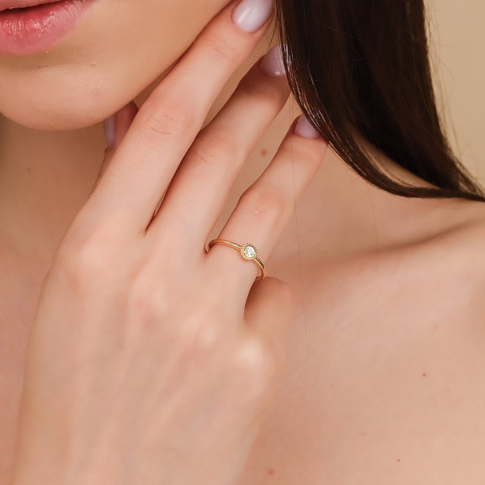 Solid Gold Aquamarine Art Deco Ring (FD95D6)