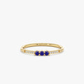 Solid Gold Natural Sapphire and Diamond Ring (685AA9)