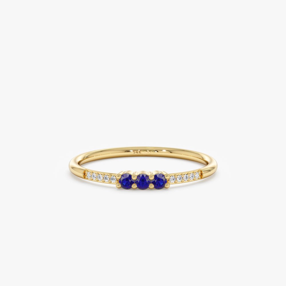 Solid Gold Natural Sapphire and Diamond Ring (685AA9)