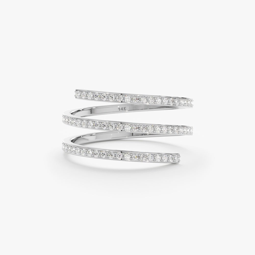 Solid Gold Diamond Spiral Ring (A08E7C)