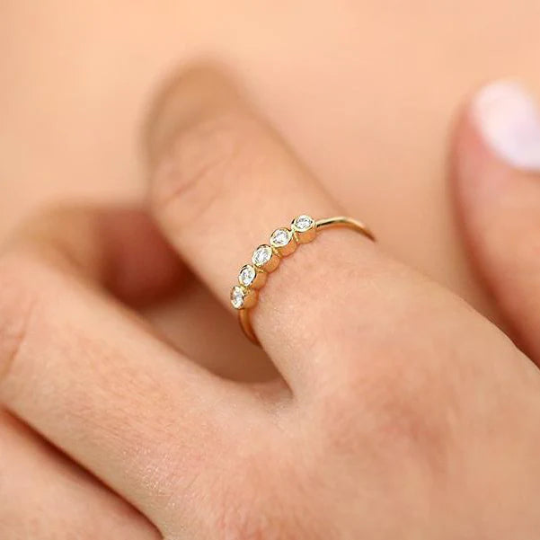 Solid Gold Bezel Set Diamond Wedding Band