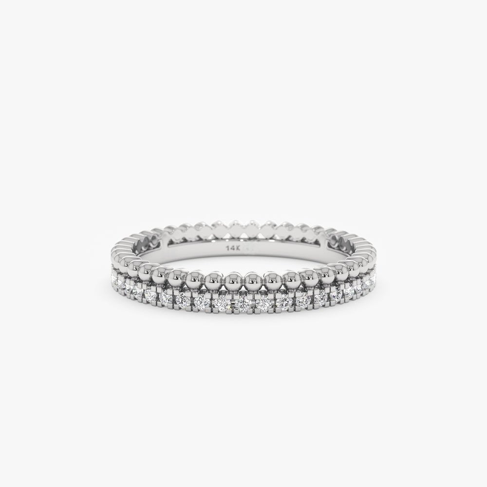 Solid Gold Diamond & Bead Eternity Ring