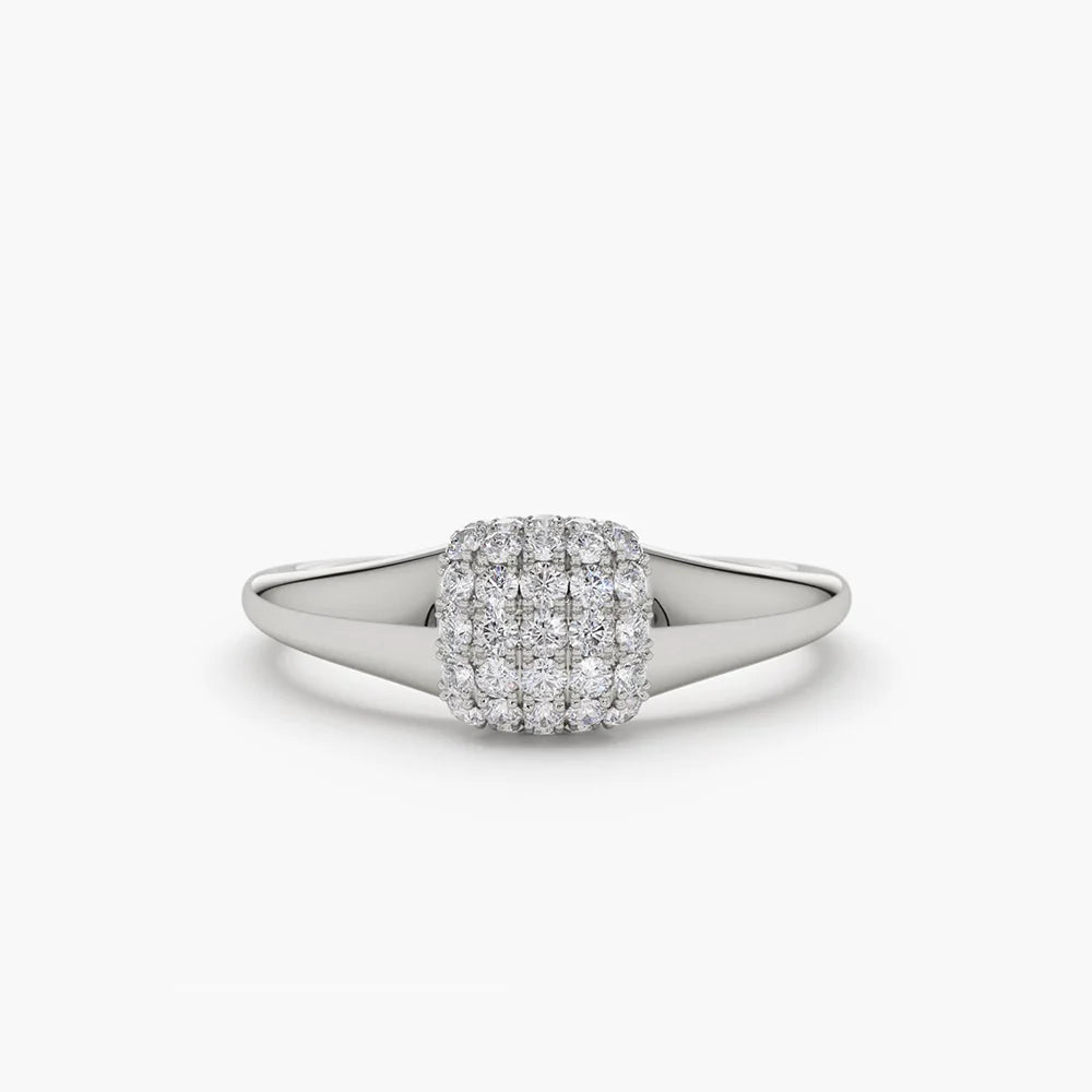 Solid Gold Pave Diamond Pinky Ring