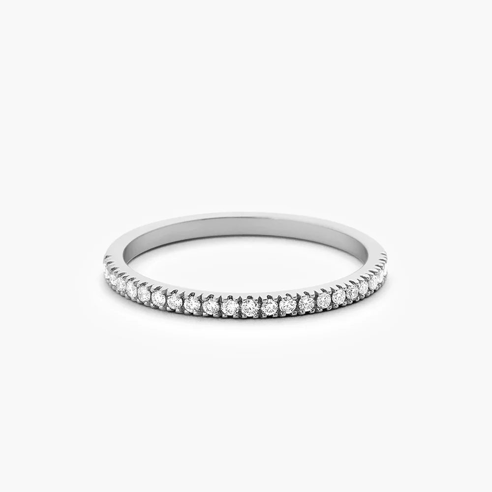 Solid Gold 1.5MM Half Eternity Diamond Ring