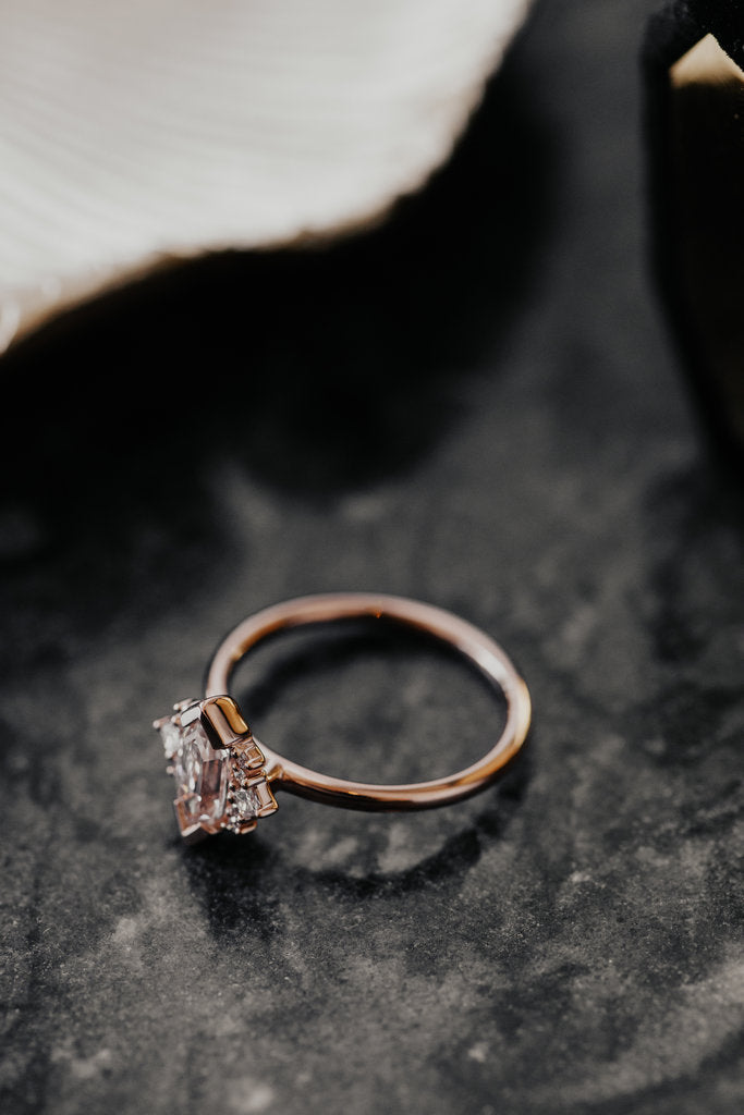 Solid Gold 0.76 ct Hexagon Step Cut Lab-Grown Diamond Ring