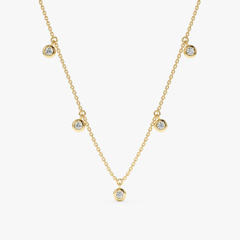18K Solid Gold Dainty Diamond By The Yard Necklace - Style B