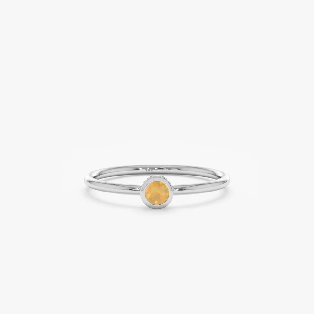 Solid Gold Natural Opal Bezel Ring (F2172A)