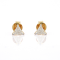 Solid Gold Trillion Cut Diamond Tiny Studs
