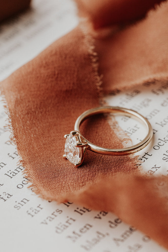 Solid Gold Lab-Grown Diamond Pear 5-Prong-Set Solitaire Ring