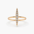Solid Gold Elongated Micro Pave Diamond Ring