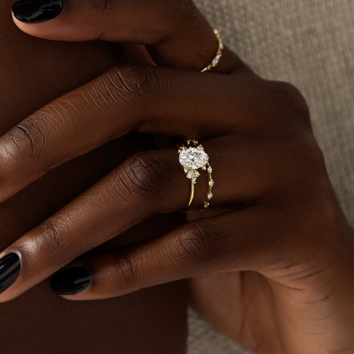 Solid Gold 2 CT Stargaze Ring, Oval Cut Diamond Moissanite Engagement Ring