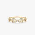 Solid Gold Diamond Link Chain Ring (7E266B)