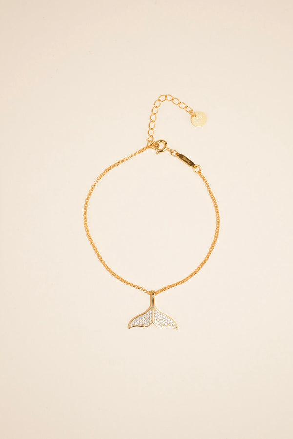 Solid Gold Diamond Whale Tail Bracelet