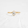 Solid Gold Threaded Ring | 0.7 ct Oval Cut Moissanite Diamond