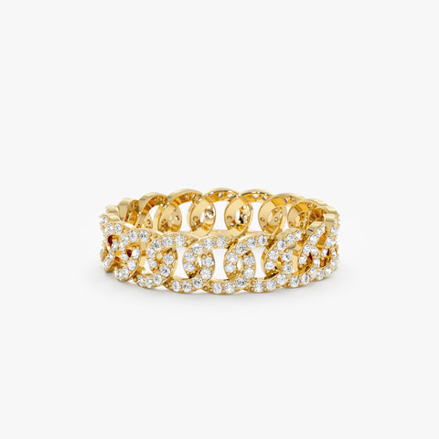 14K Solid Gold Diamond Link Chain Eternity Ring