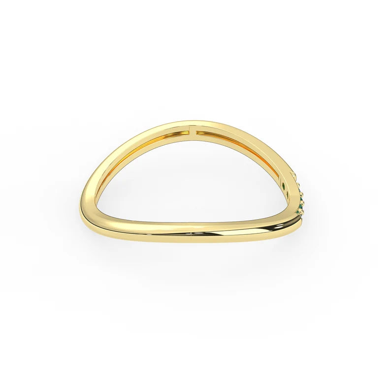 Solid Gold Curved Emerald Ring