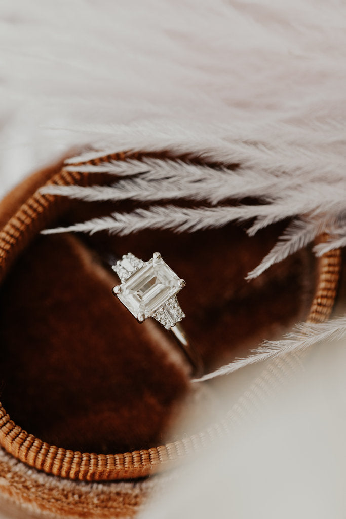 Solid Gold Lab Grown Emerald Cut Ring (1250C2)