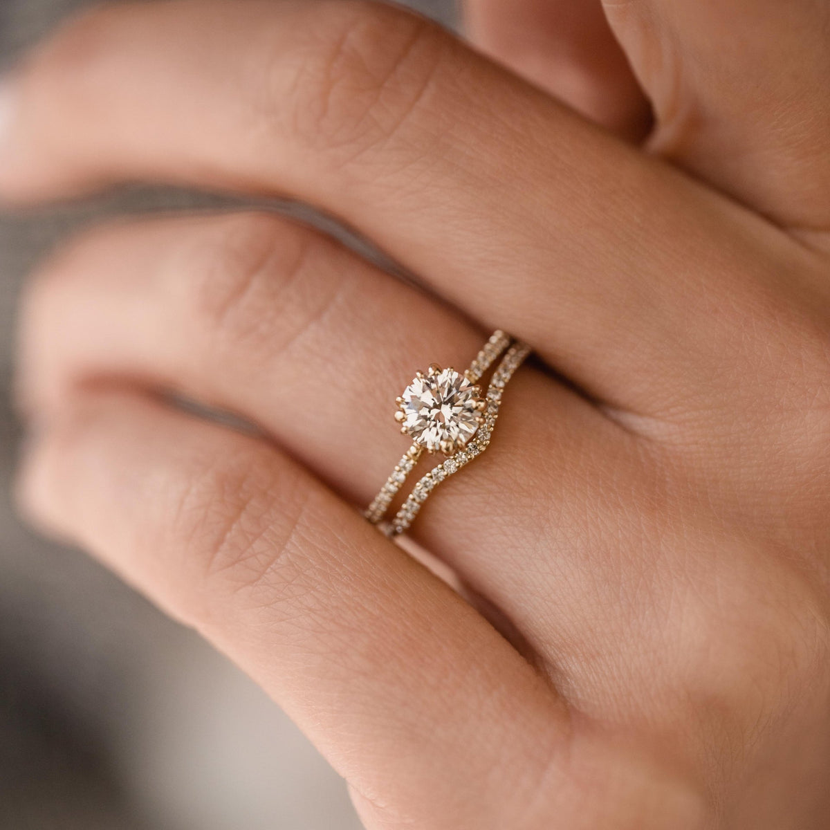 Solid Gold Custom Curved Wish Stacking Band