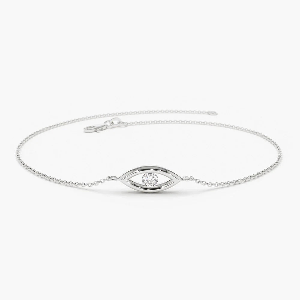 Solid Gold Lab-Grown Diamond Evil Eye Bracelet (9E2148)