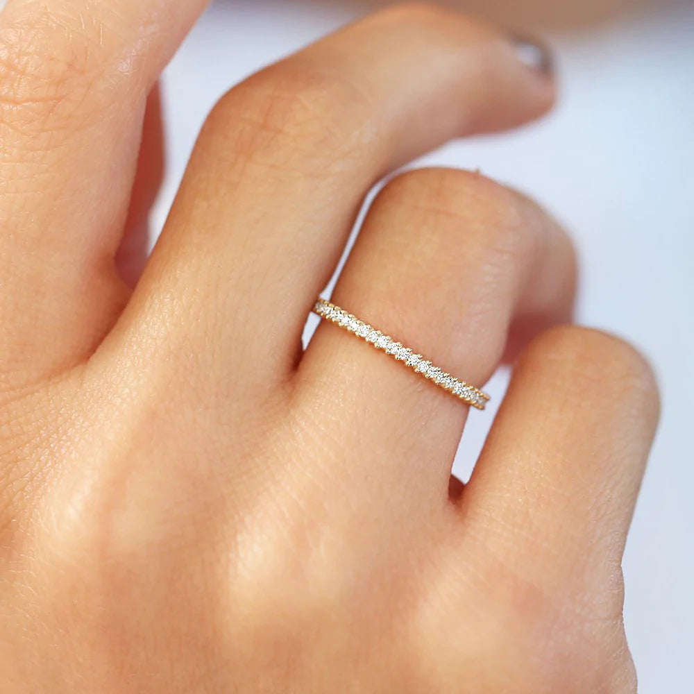 Solid Gold Full Eternity Petite Diamond Ring