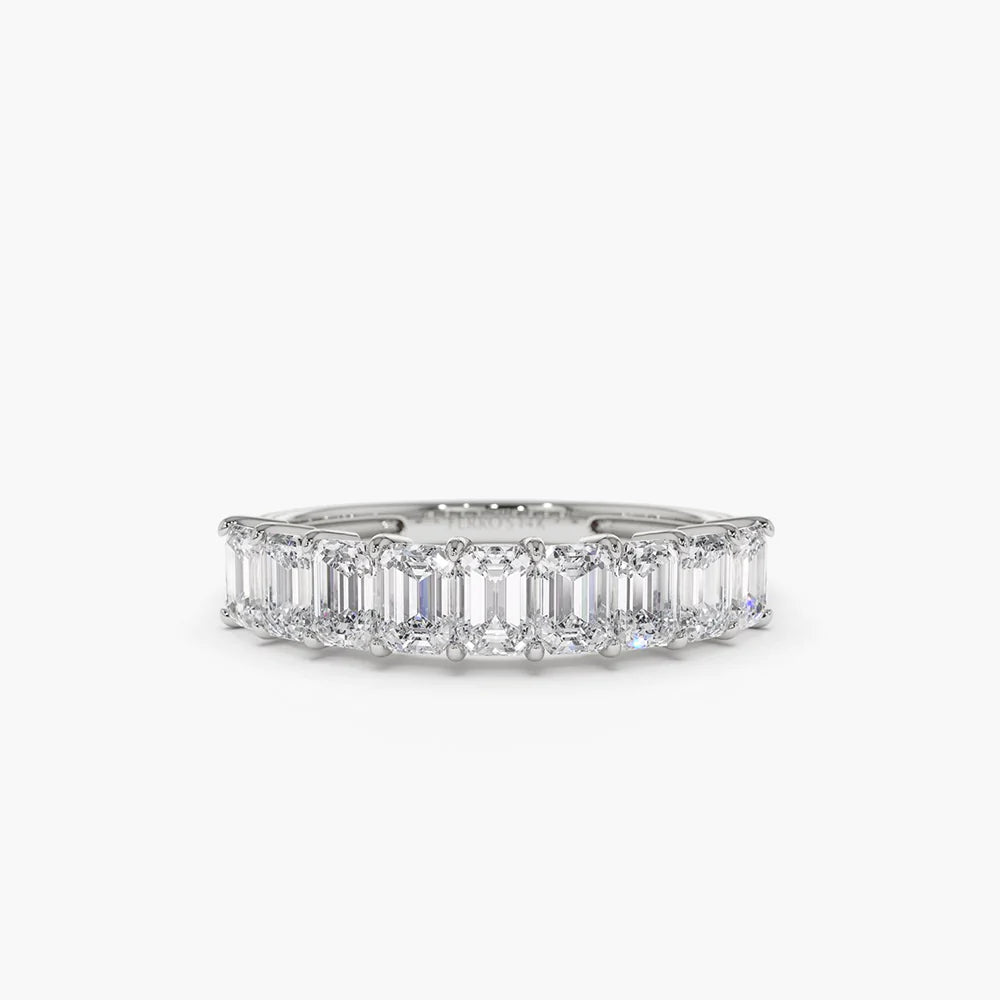 Solid Gold 1 Carat Emerald Cut Diamond Wedding Band