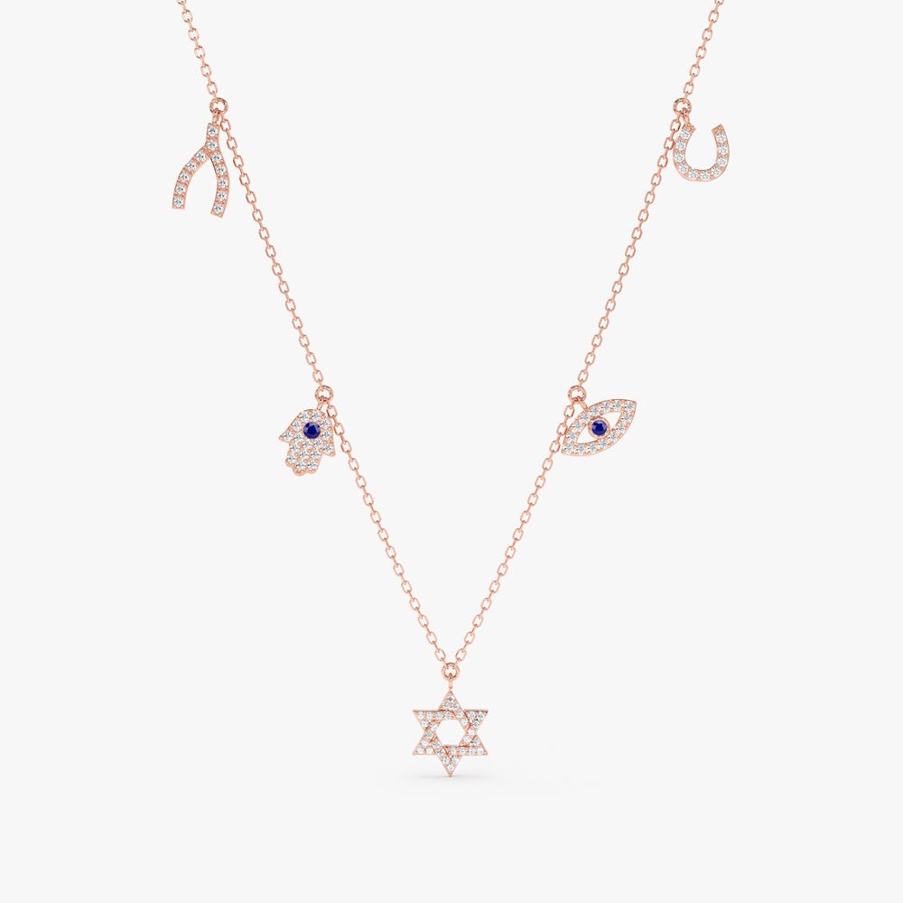 Solid Gold Good Luck Charms Necklace (1CC3BA)