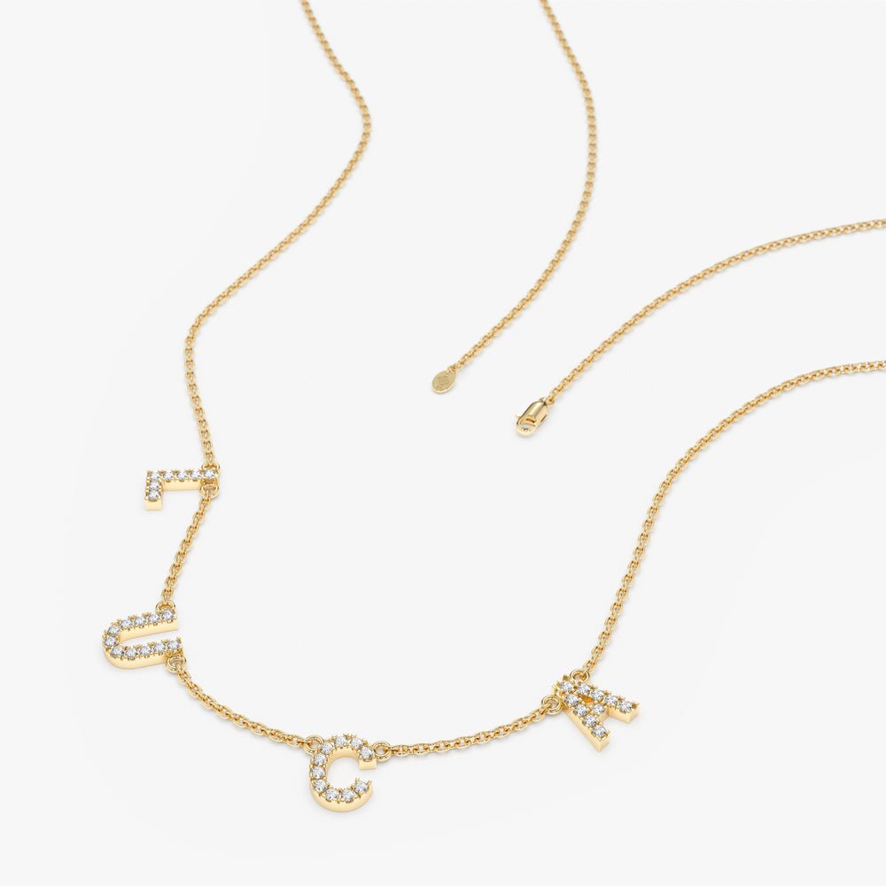 Solid Gold Diamond Name Station Necklace (2B7A43)