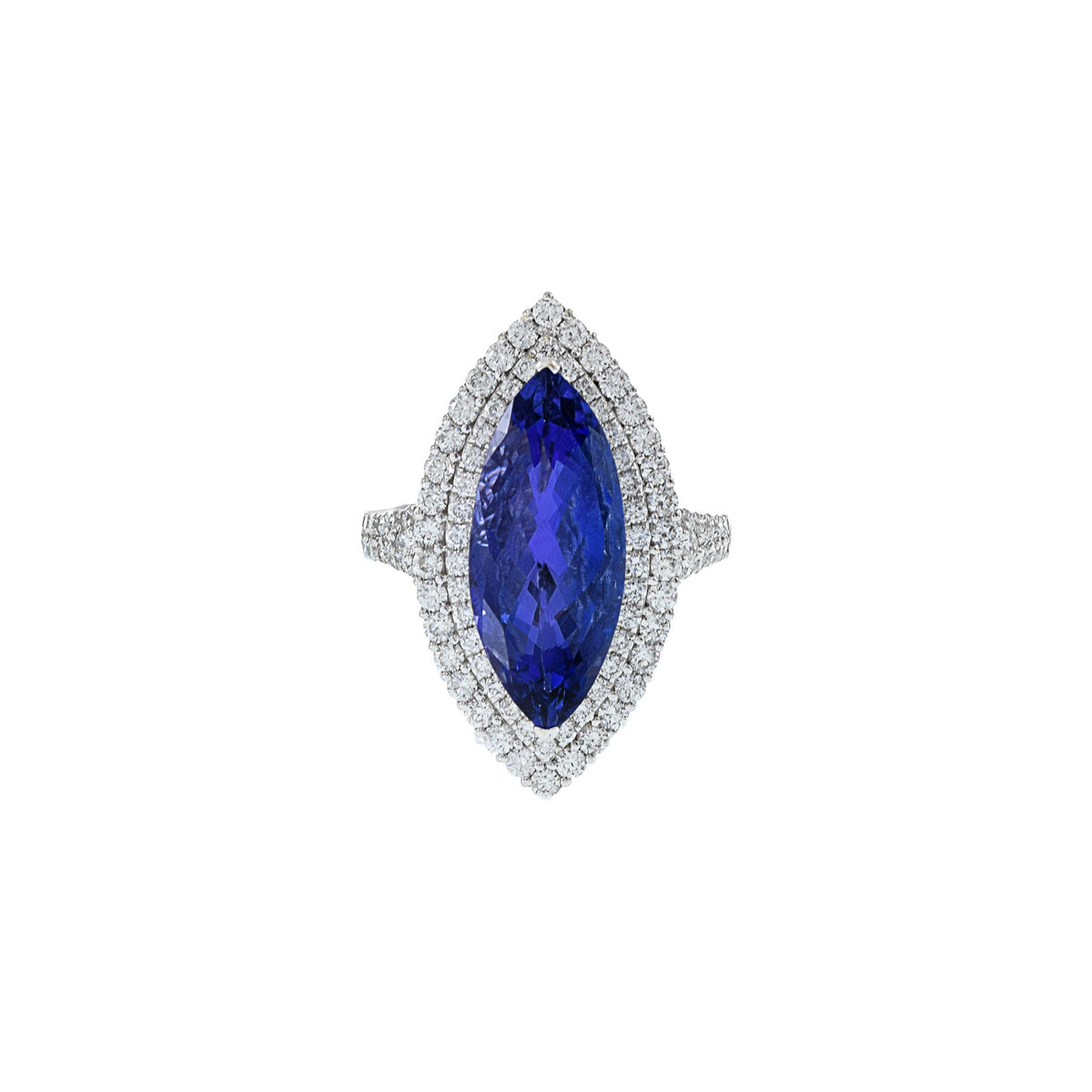 18K Solid Gold 6.81 CT Tanzanite and Diamond Ring