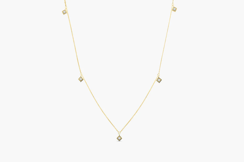 Solid Gold Diamond By The Yard Solitaire Necklace