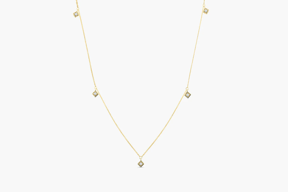 Solid Gold Diamond By The Yard Solitaire Necklace