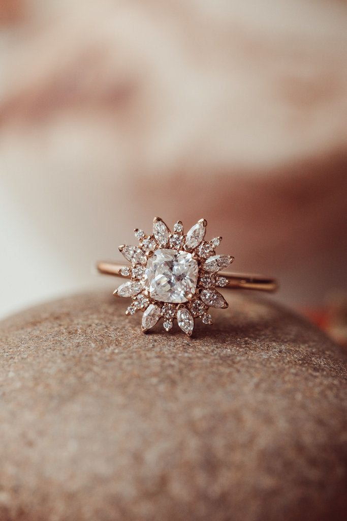 Solid Gold Lab-grown Cushion Ring