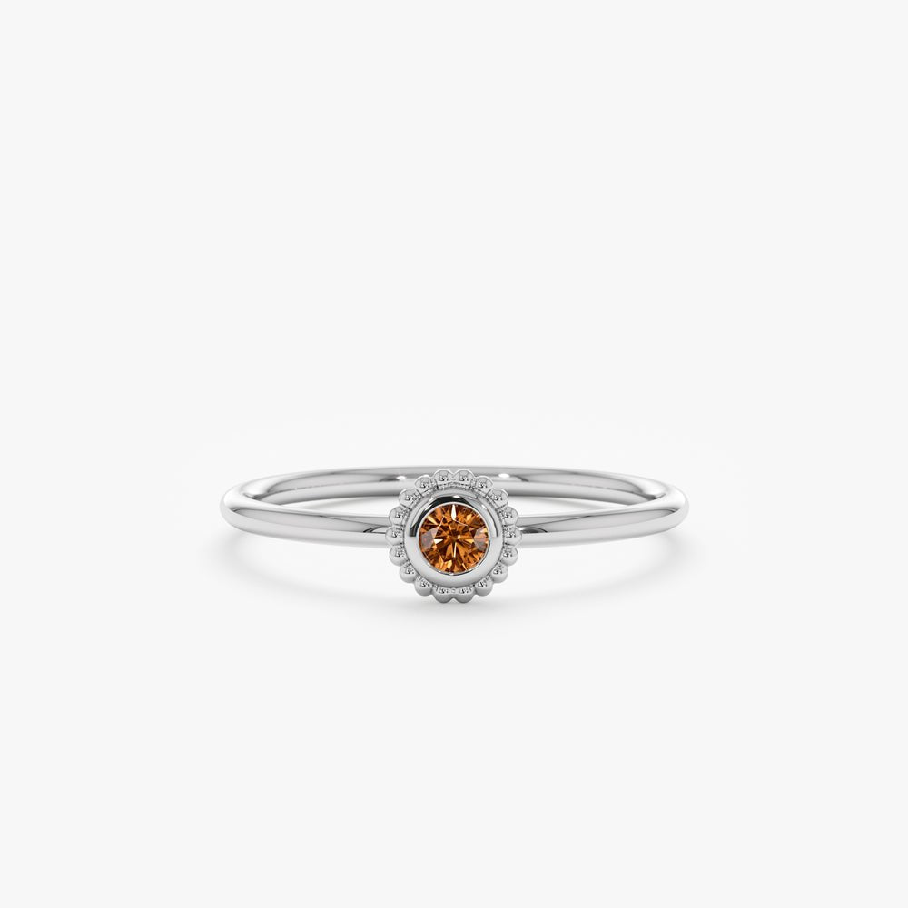 Solid Gold Citrine Art Deco Ring