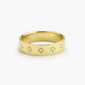 Solid Gold Starburst Diamond Signet Ring