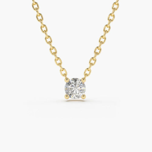 Solid Gold 0.20-0.50 ctw Prong Setting Diamond Solitaire Necklace