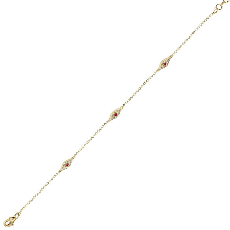 Solid Gold Diamond Sapphire Three Evil Eye Bracelet (64D87A)