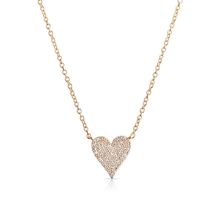 Solid Gold Mini Diamond Heart Necklace