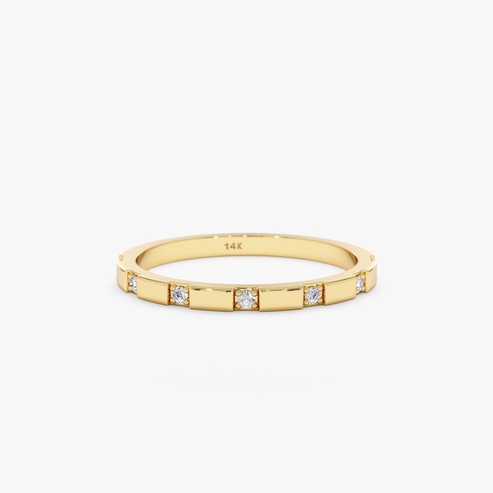 Solid Gold Ribbed Diamond Half Eternity Ring (085D623F847B)