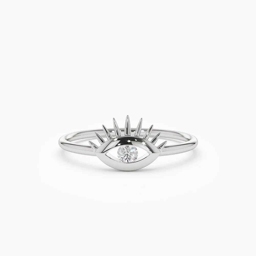 Solid Gold Diamond Evil Eye Ring