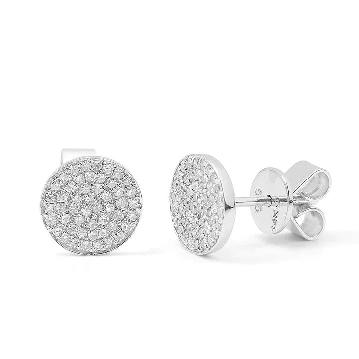 Solid Gold Stacia Round Pave Stud Earrings