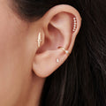 Solid Gold Single Baguette Helix Piercing (289C46)